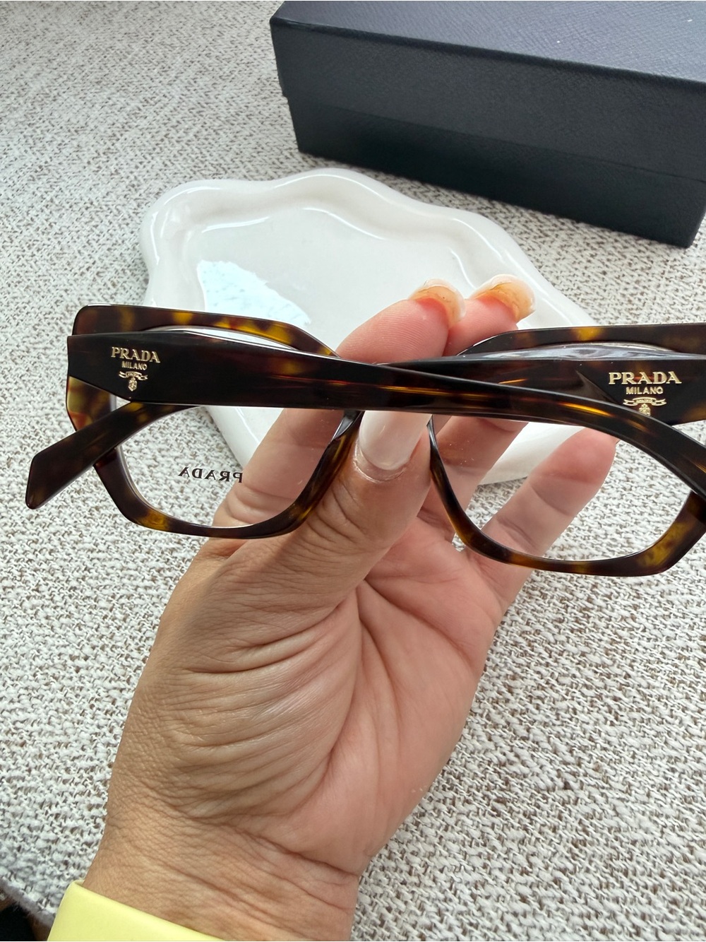 Prada Black Textured eyeglasses with case